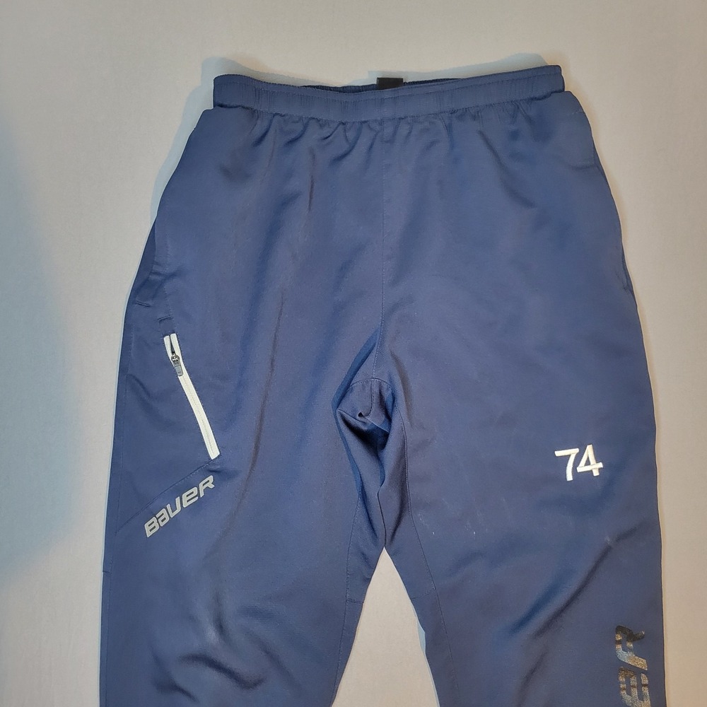 Bauer Team Hockey Warm Up Pants Men's S/P Blue Zip Track Drawstring Lined